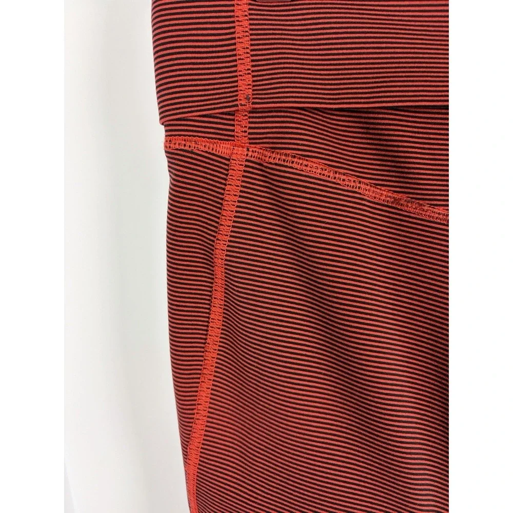 Nike Dri-FIT Foldover Capri Leggings Women's Small Red Black Striped Athletic